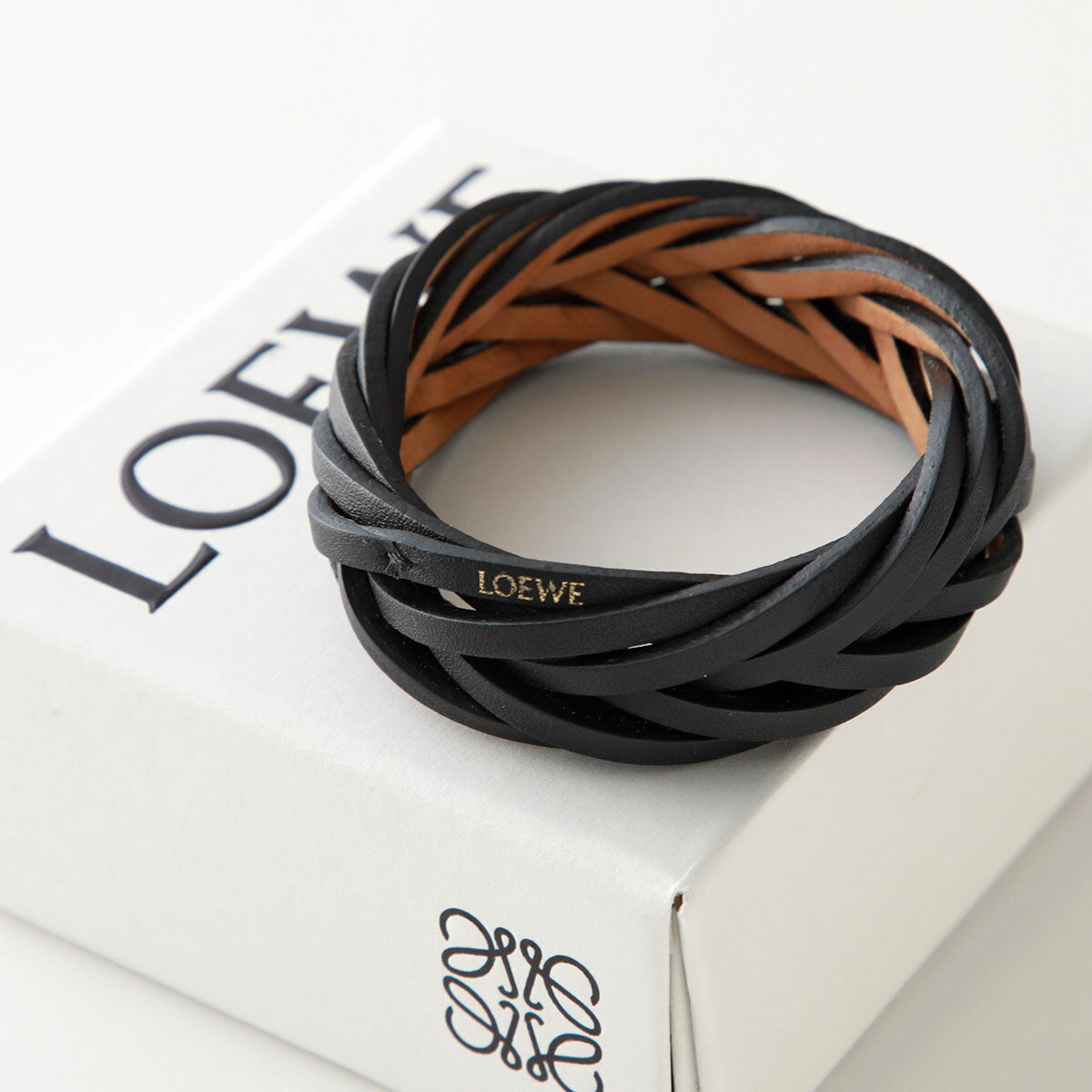 LOEWE ロエベ ブレスレット J920240X04 レディース ブレイデッドバングル レザー ロゴ アクセサリー 1100/BLACKのサムネイル