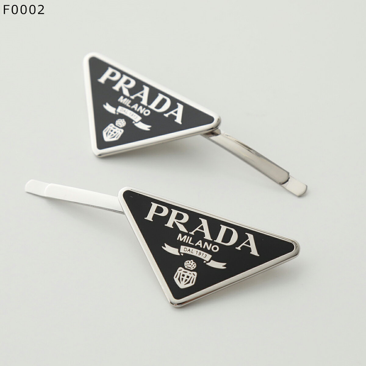 PRADA プラダ ヘアピン 1IF051 2BA6 レディース メタル ヘアクリップ ヘアアクセサリー トライアングルロゴ 髪留め カラー2色 1IF051_2BA6_F0632【po_sannn】