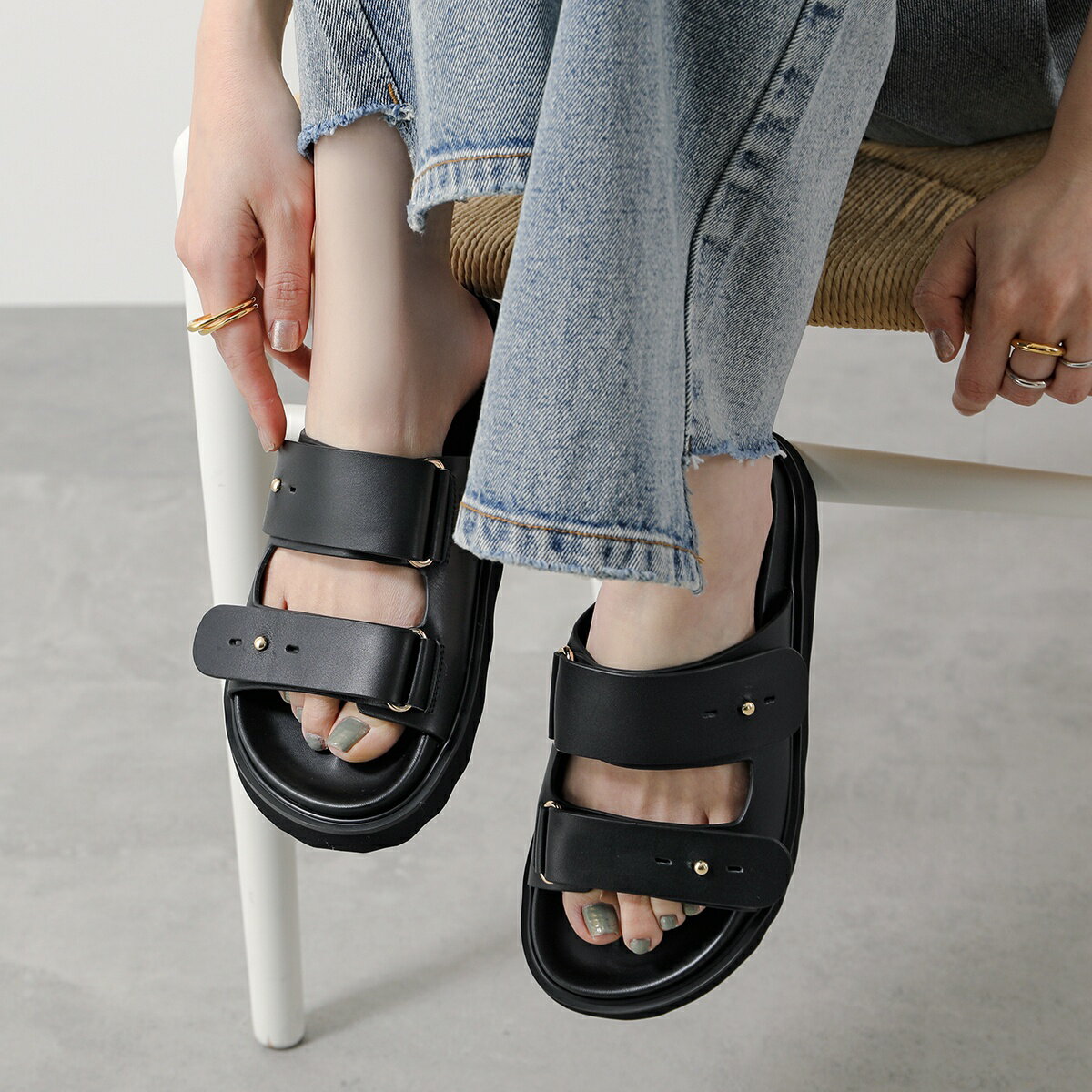 MOHI モヒ サンダル RD22-106 レディース レザー ベルト シューズ 靴 NEGRO