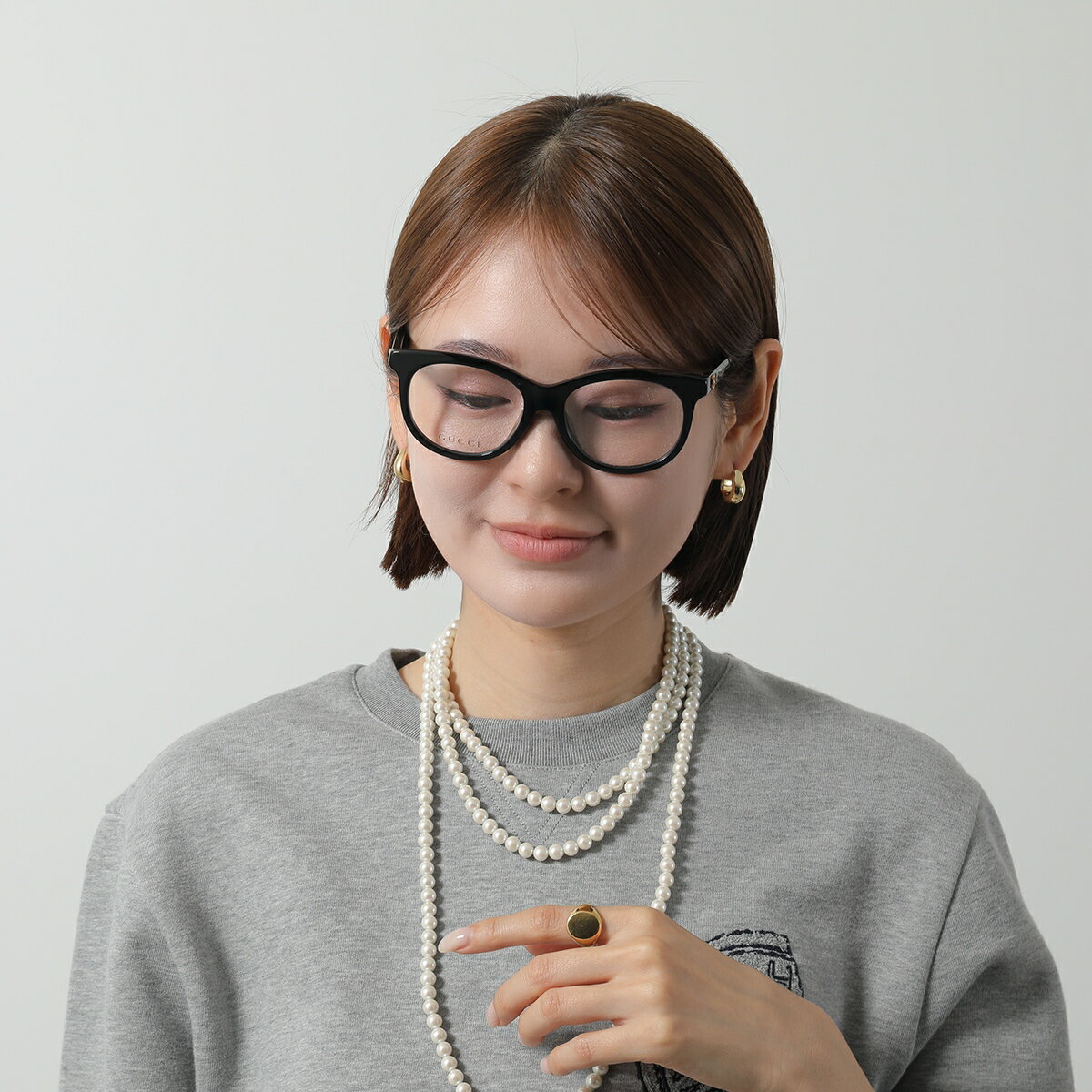 【最大2万円OFFクーポン対象・5/24～25限定】GUCCI グッチ メガネ GG0167OA レディース バタフライ型 アジアンフィット セルフレーム フルリム めがね 眼鏡 GGロゴ アイウェア 黒縁メガネ 001/Black-BlackTransparent【dc_kikaku】 3
