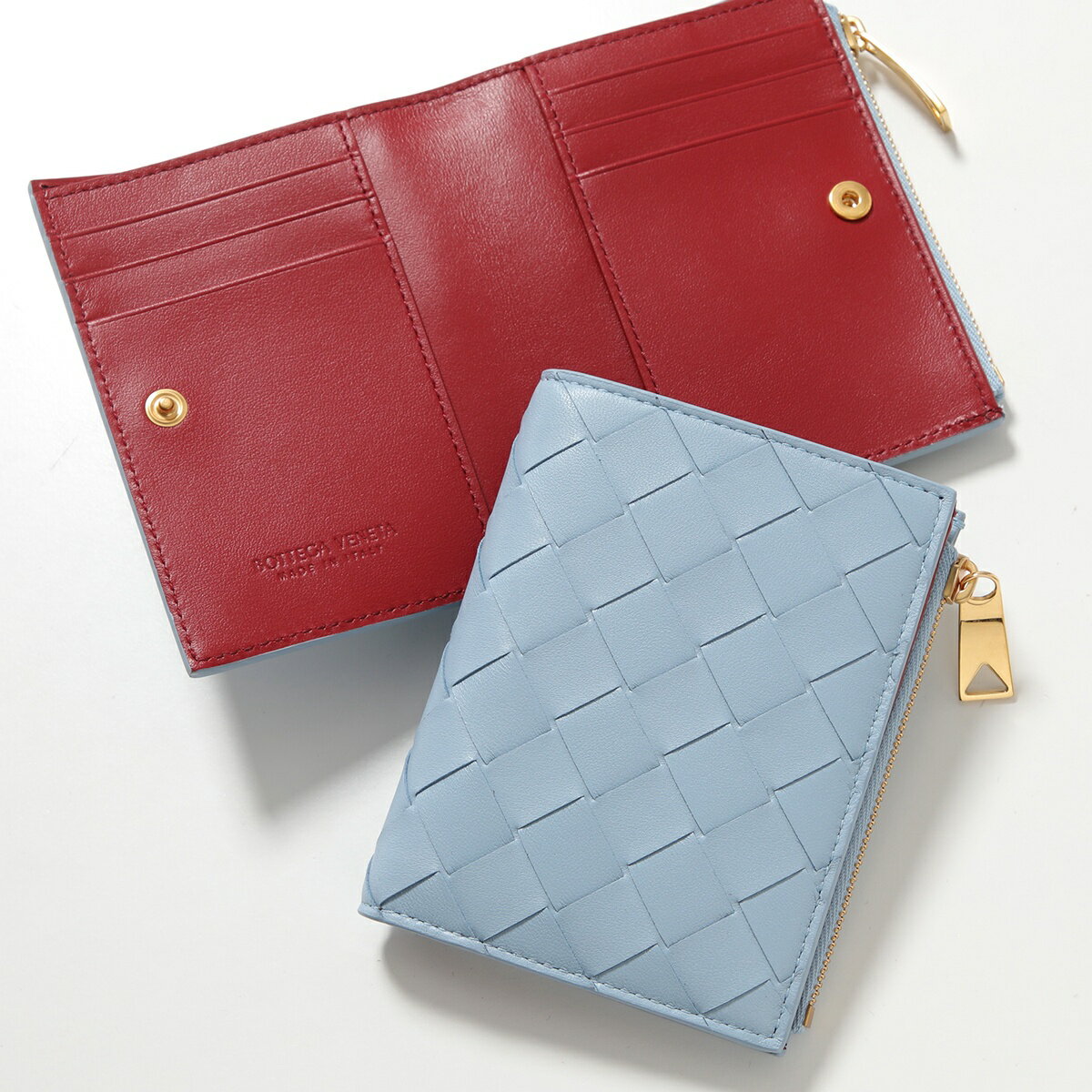 【最大2万円OFFクーポン対象・1/9-20時～】BOTTEGA VENETA ボッテガヴェネタ 二つ折り財布 742330 V2ZL3 レディース バイカラー イントレチャート レザー ミニ財布 カラー2色 742330V2ZL39671