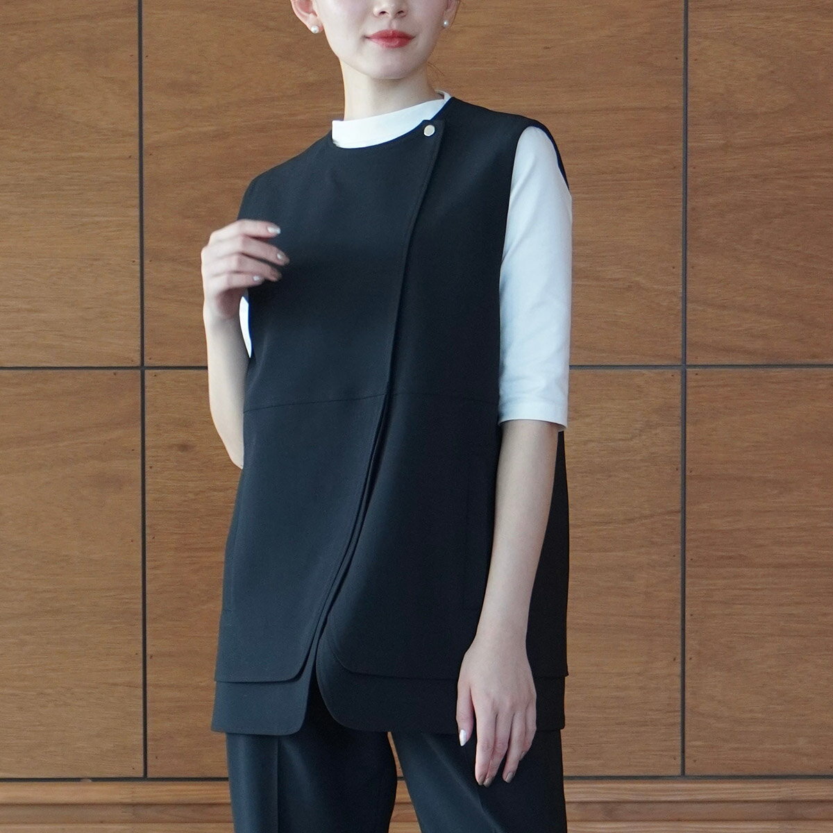 TWILL ツイル ベスト SUMMER WOOL SLEEVELESS JACKET TW25151 レディース ノースリーブ サマーウール混 ブラックのサムネイル