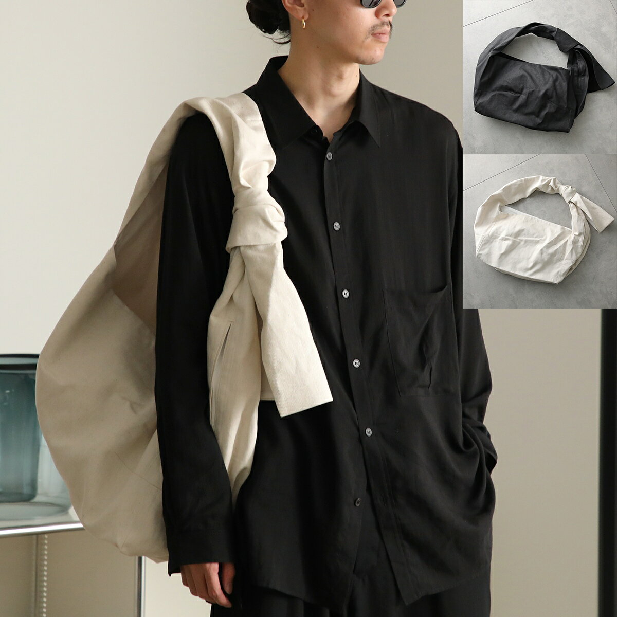 楽天インポートセレクトmuseeOMAR AFRIDI オマールアフリディ ショルダーバッグ OA-SS25-BAG-102 メンズ トートバッグ コットン ノット クロスボディ 鞄 カラー2色【po_sannn】【dc_kikaku】