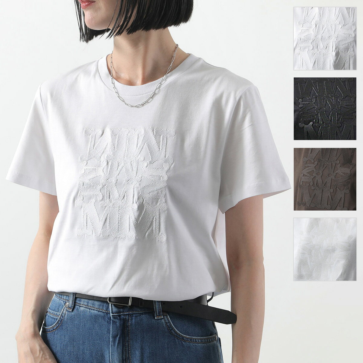MAX MARA マックスマーラ Tシャツ GIOVANE ジオヴァニ レディース 半袖 カットソー コットン ロゴ刺繍 クルーネック カラー2色のサムネイル