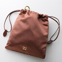 MIUMIU ミュウミュウ ポーチ 5NG010 049 レディース サテン レザー 巾着 ドローストリングバッグ ロゴ 鞄 F0324/CACAO