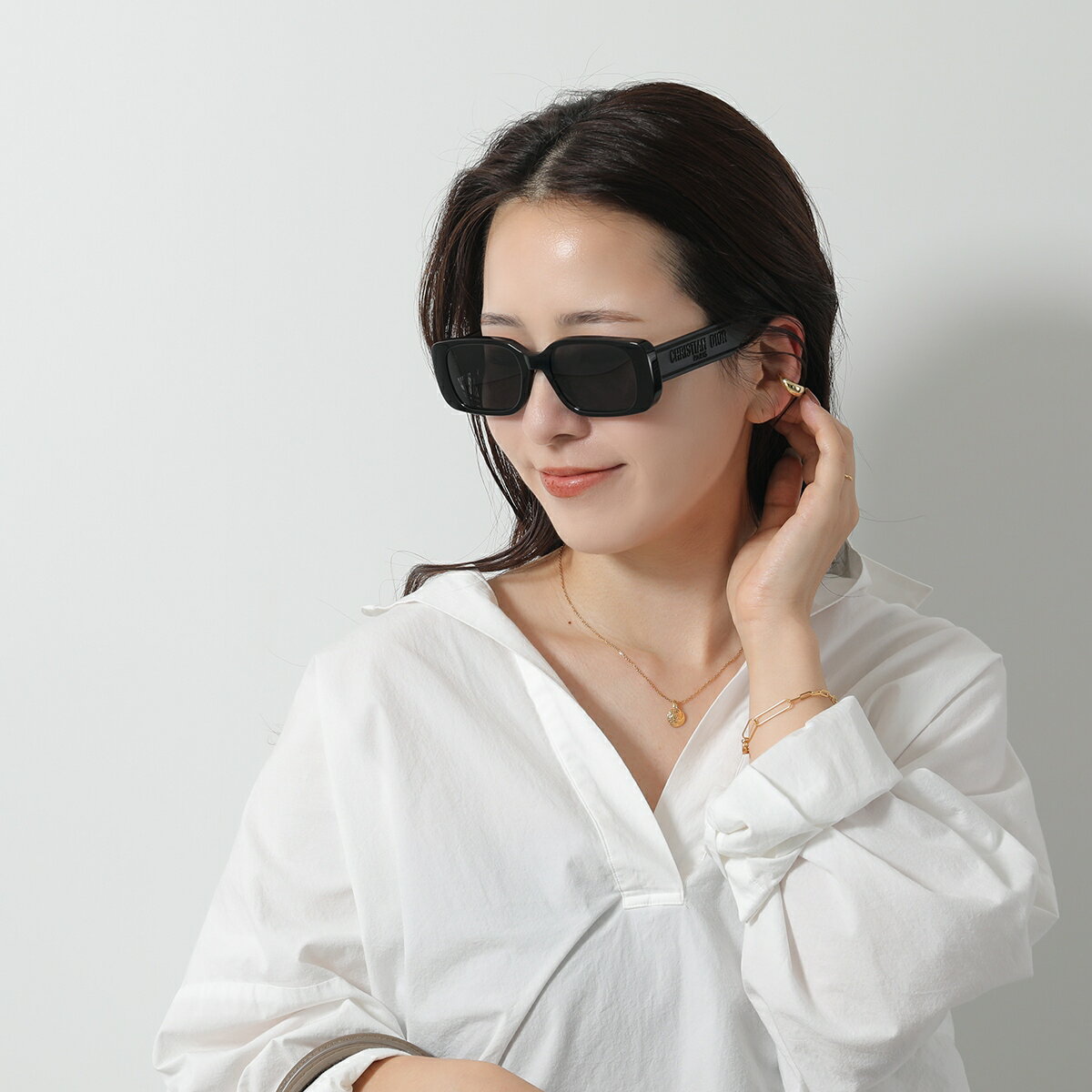 5/18限定！2人に1人が当選！エントリーで最大100％ポイントバック★ Dior ディオール サングラス Wildior S2U CD40032U 01A レディース スクエア型 メガネ 眼鏡 凸凹ロゴ セルフレーム アイウェア 10A0