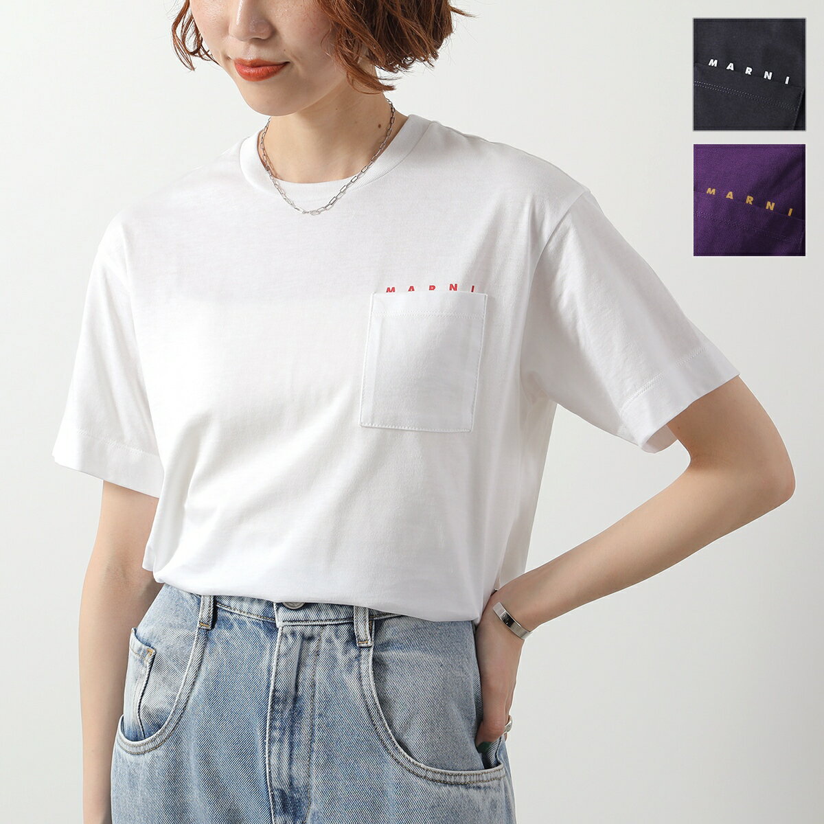 MARNI KIDS マルニ キッズ Tシャツ M01415 M00RF レディース ガールズ 半袖 カットソー 胸ポケット クルーネック ロゴT カラー3色【dc_kikaku】のサムネイル