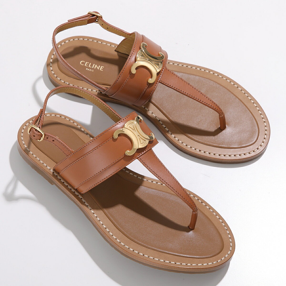 CELINE セリーヌ サンダル LYMPIA リンピア 359543767C.04LU レディース TRIOMPHE THONG 15 トリオンフ トング レザー バックストラップ シューズ 靴 Tanのサムネイル