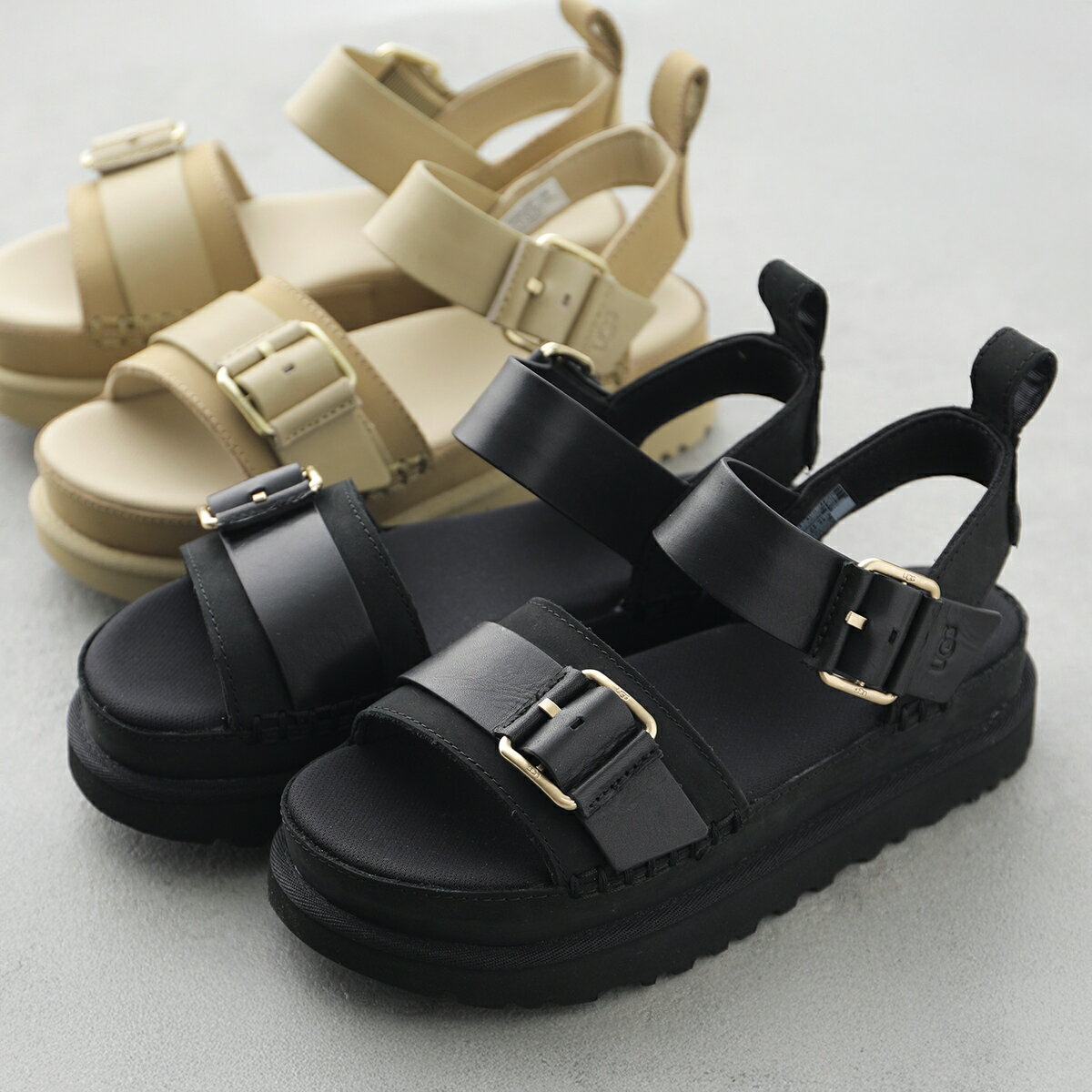 UGG アグ サンダル W GOLDENSTAR VILLA ゴールデンスター ヴィラ 1167392 レディース レザー プラットフォーム ストラップ ロゴ シューズ 靴 カラー2色