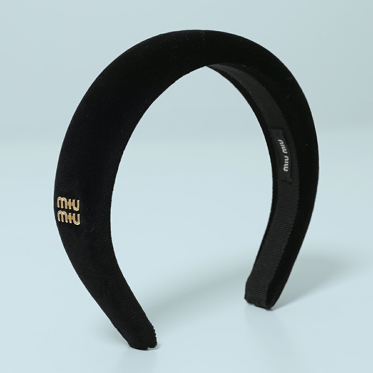 MIUMIU ミュウミュウ カチューシャ 5IH025 068 レディース ベルベット ベロア メタルロゴ ヘアアクセサリー ヘアバンド F0002/NERO【po_fivee】のサムネイル