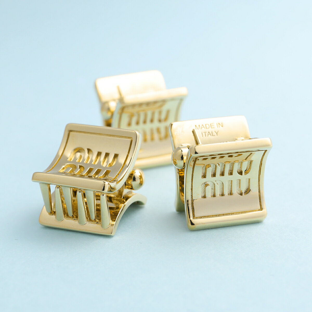 MIUMIU ミュウミュウ ヘアクリップ 5IF144 2DTU レディース 3点セット メタル クロウクリップ ロゴ ヘアアクセサリー F0056/OROのサムネイル