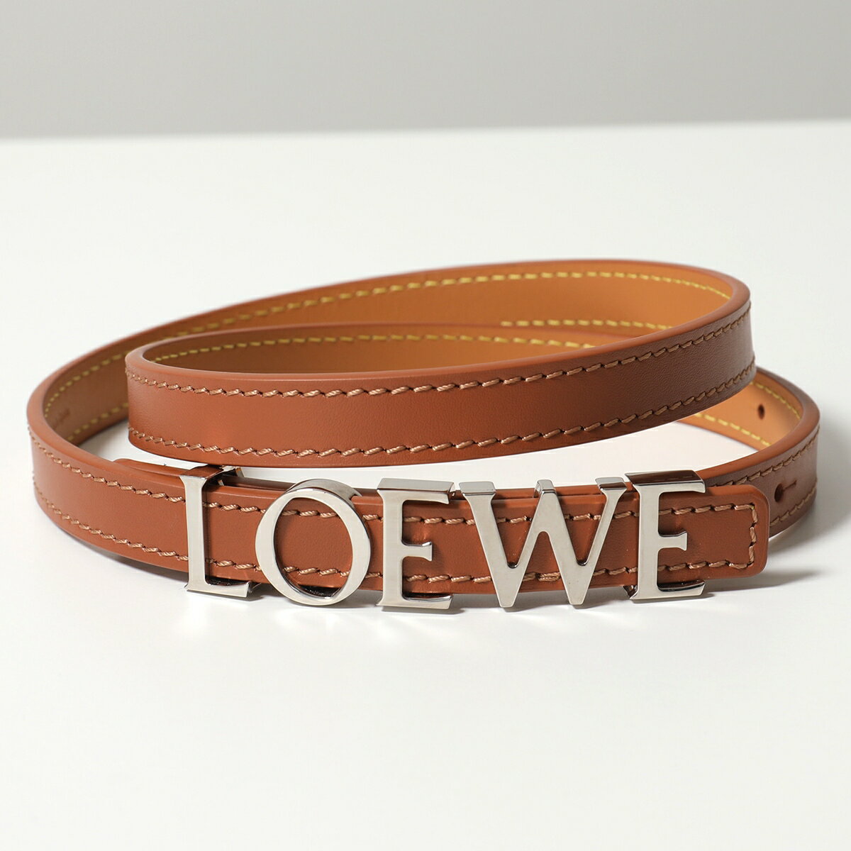 楽天インポートセレクトmusee【訳あり-70のみ】LOEWE ロエベ ナローベルト E619Z16X16 レディース レザー ロゴ 2534/TAN/PALLADIUM