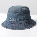 CELINE セリーヌ バケットハット 2AUO8930F.07UW レディース メンズ ユニオンウォッシュ デニム ロゴ刺繍 帽子 ブルー