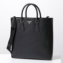 【7/13-7/15限定・最大2万円OFFクーポン配布中】PRADA プラダ トートバッグ 2VG115 2FAD メンズ トライアングルロゴ サフィアーノレザ...