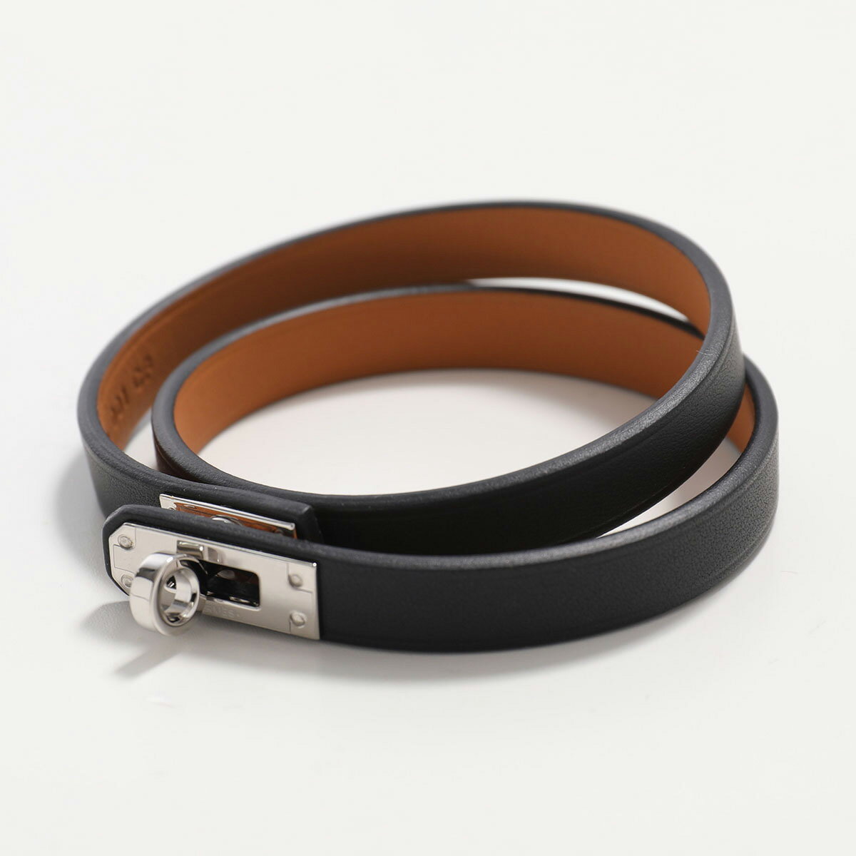 【最大2万円OFFクーポン対象・11/29～12/1限定】HERMES エルメス ブレスレット MINI KELLY DOUBLE TOUR ミニケリードゥブルトゥール メンズ スイフト レザー ダブルラップ ロゴ刻印 ブラック/SV金具