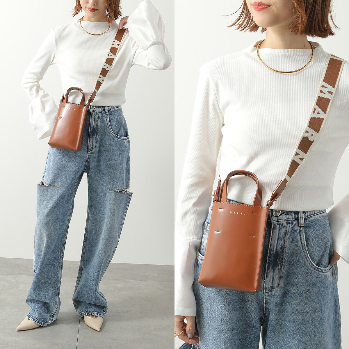 【最大2万円OFFクーポン対象・8/18限定】【カラー限定特価】MARNI マルニ ショルダーバッグ MUSEO NANO ミュゼオ ナノ SHMP0050U0 LV639 レディース レザー ロゴ クロスボディ トートバッグ 鞄 カラー4色 auc-marks-run-10556249 インポートセレクトmusee サンプル画像3