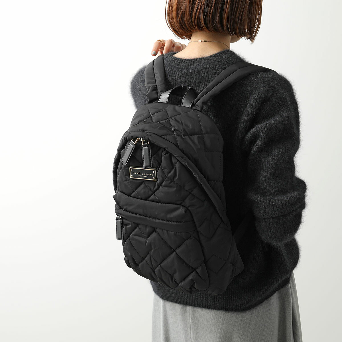 MARC JACOBS マークジェイコブス バックパック M0011321 レディース キルティング ナイロン リュック ロゴ 軽量 鞄 001/BLACK 3