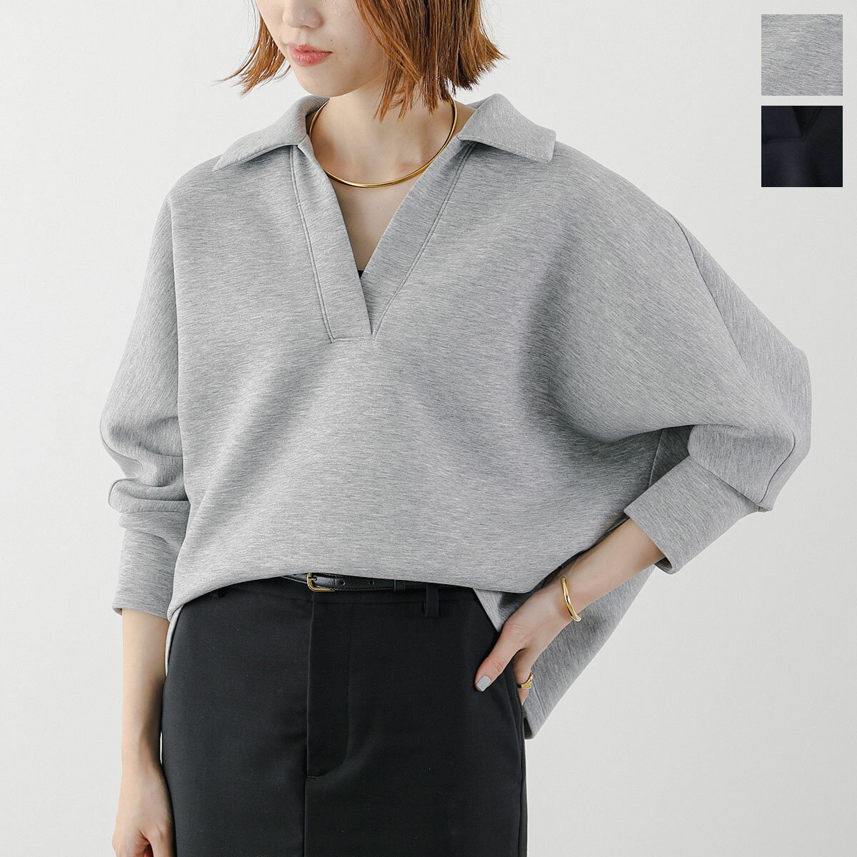 NUS ヌース トレーナー 35517 レディース スキッパー ドルマンスリーブ スウェット プルオーバー 長袖 カラー2色【dc_kikaku】のサムネイル