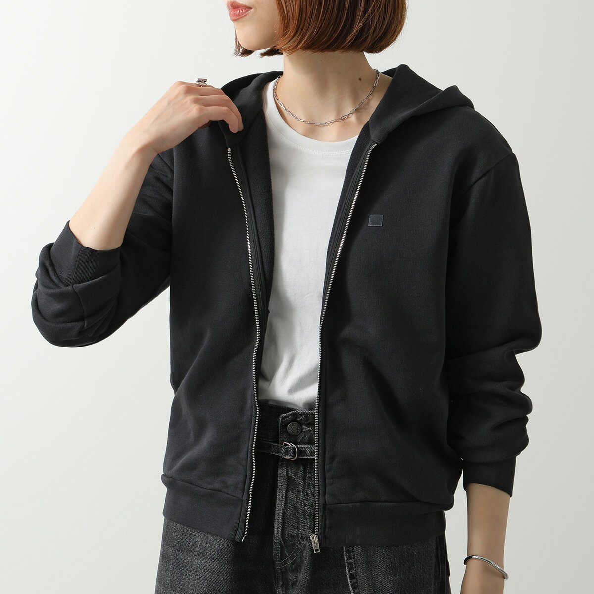 Acne Studios アクネストゥディオズ Face ジップアップパーカー CI0185 FA-UX-SWEA000193 レディース フェイス コットン フーディー 900