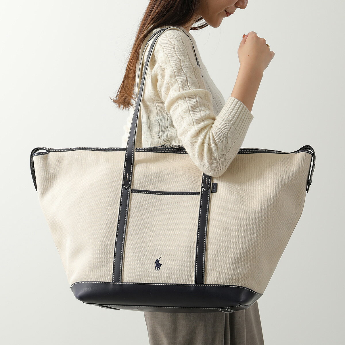 Ralph Lauren ホワイトレザートートバッグ Ralph Lauren ホワイト レザートートバッグ