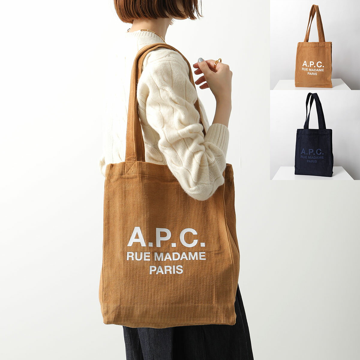 APC A.P.C. アーペーセー トートバッグ tote lou rue madame COHBB M61937 レディース コーデュロイ ロゴ 鞄 カラー2色のサムネイル