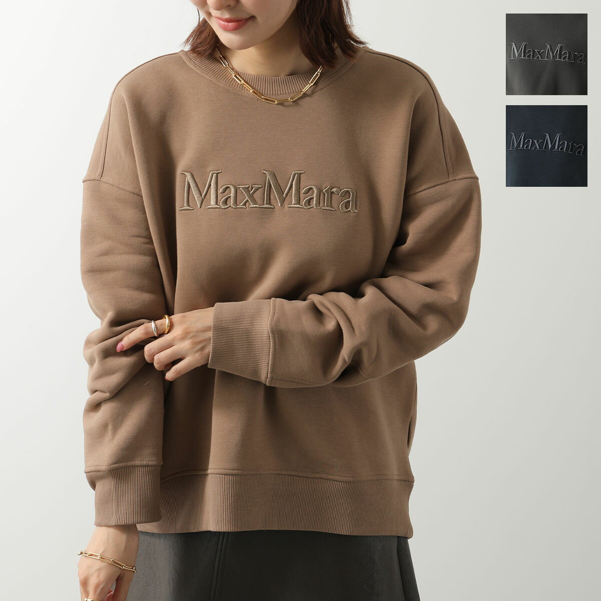 【9/30~10/1限定・最大2万円OFFクーポン配布中】S MAX MARA エス マックスマーラ トレーナー MONZA モンツァ レディース コットン ジャージー スウェットシャツ クルーネック ロゴ刺繍 バックポケット セットアップ可能 カラー3色