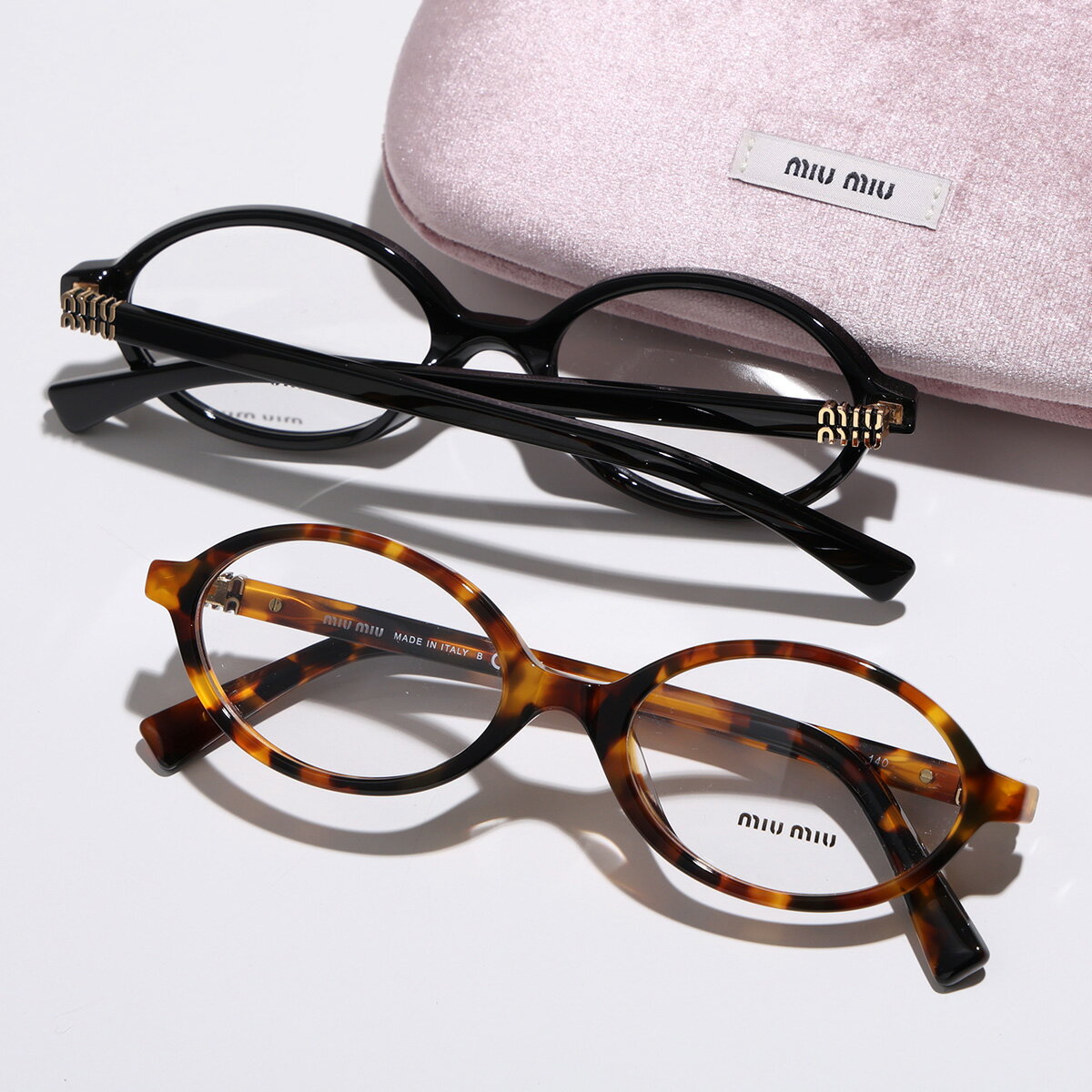 MIUMIU ミュウミュウ メガネ VMU 01X レディース オーバル型 セルフレーム フルリム メタルロゴ 伊達メガネ ダテ めがね アイウェア カラー2色のサムネイル