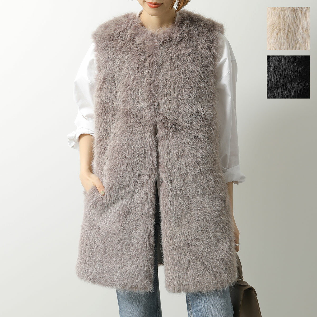 HERNO Resort ヘルノ リゾート ファーベスト GC00065DR 12627 レディース エコファー ジレ セミロング丈 カラー3色のサムネイル