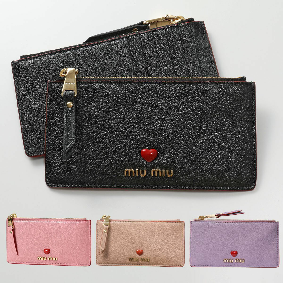 MIUMIU ミュウミュウ 5MB006 2BC3 MADRAS LOVE カラー4色 カードケース パスケース コインケース ブラック フラグメントケース ミニ財布 レディースのサムネイル