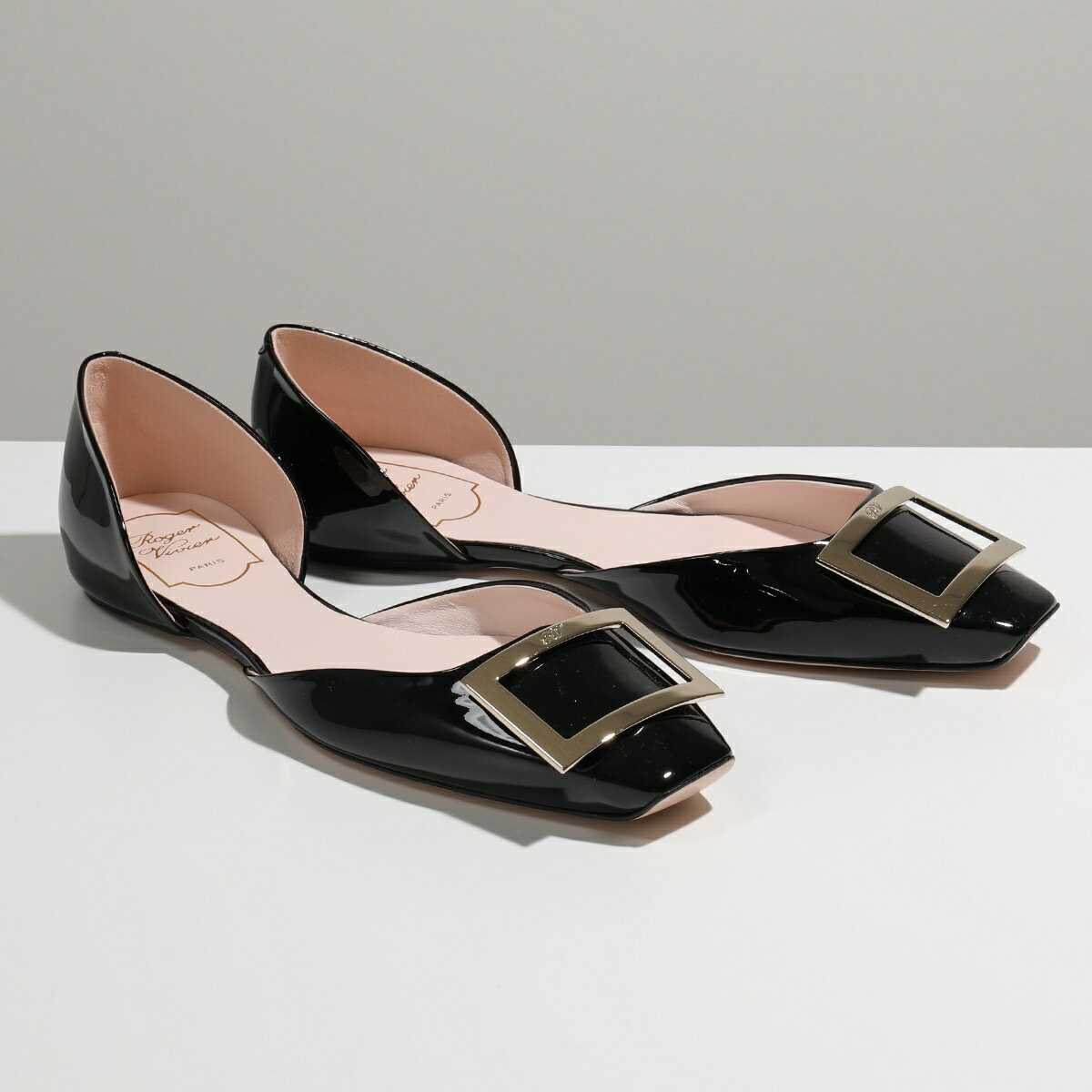 ROGER VIVIER ロジェヴィヴィエ RVW40426940D1P トロンペット ドルセー バレリーナ バレエシューズ エナメル メタルバックル 靴 B999/NERO レディースのサムネイル