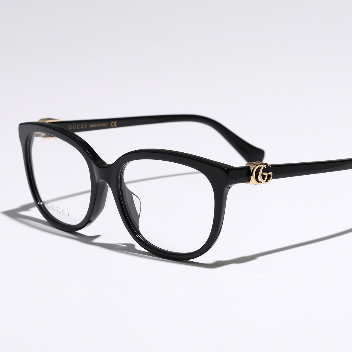 GUCCI グッチ メガネ GG1075OA メンズ ウェリントン型 セルフレーム めがね 眼鏡 GGメタルロゴ アジアンフィット 伊達メガネ 黒縁 001
