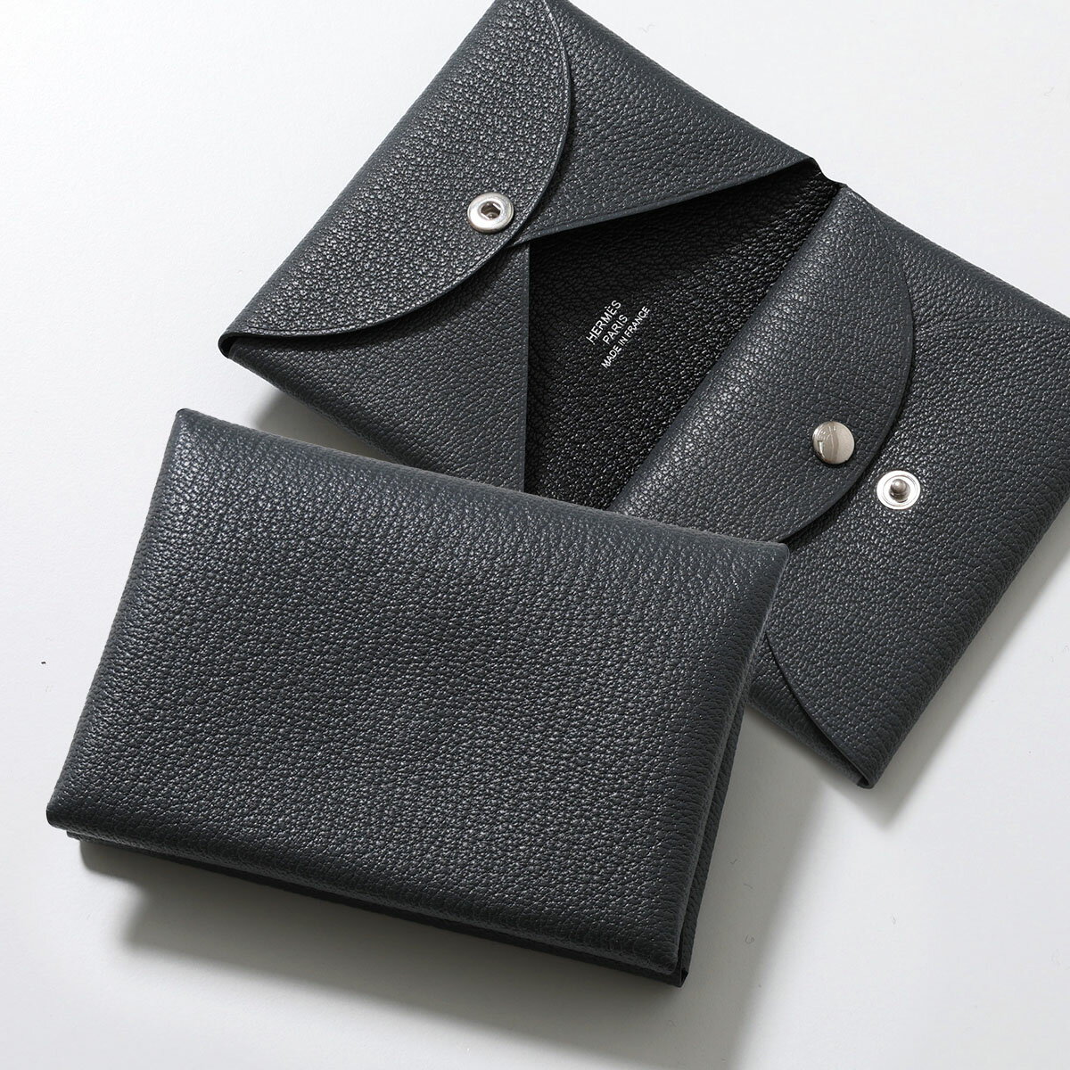 HERMES エルメス 二つ折り財布 カルヴィデュオ ヴェルソ CALVI DUO VERSO エプソン シェーブル H083036CK H083038CK メンズ レザー バイカラー ミニ財布 W刻印 カラー3色