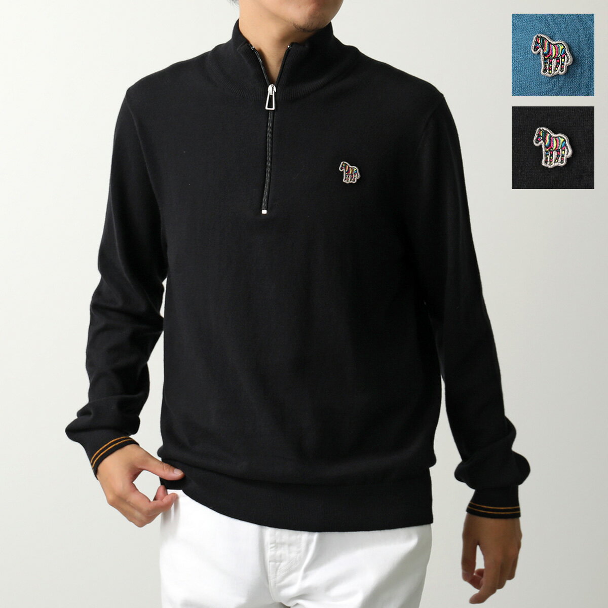 Paul Smith ポールスミス ニット SWEATER ZIP NECK ZEB BAD M2R-229YZ-L21931 メンズ ハーフジップ ゼブラ ハイネック セーター 長袖 カラー2色