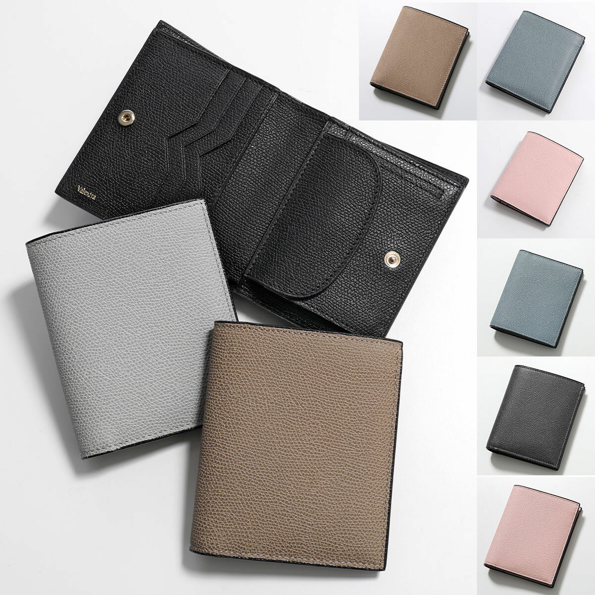 【美品】Valextra ラウンドジップ　ミニウォレット　ケース　グレー Valextra ヴァレクストラ ラウンドジップ ミニ ウォレット 2cc