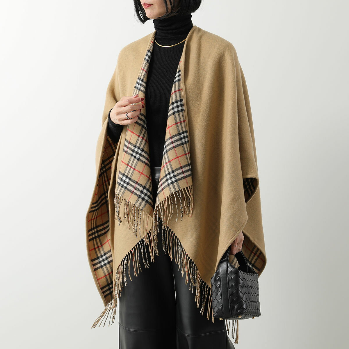 BURBERRY バーバリー ケープ ST SLD TO VTG CHK CP 8071675 8077897 8071673 レディース チェック ウール リバーシブル ポンチョ フリンジ カラー3色のサムネイル