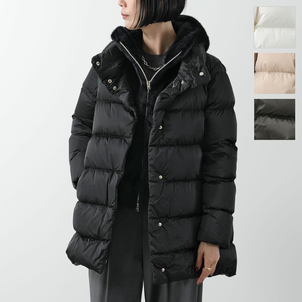 HERNO ヘルノ ダウンジャケット PI001934D 12170Z レディース ダウンコート フェイクファー フード付き カラー4色 PI001934D12170Z9300のサムネイル