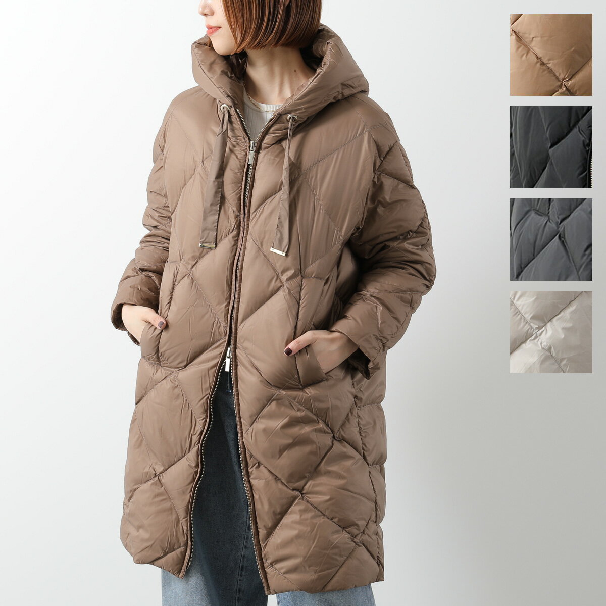 Max Mara The Cube マックスマーラ ザ・キューブ ダウンコート TREFE トレフェ レディース フード付き ナイロン 撥水 長袖 テクニカル キャンバス フーディ カラー6色のサムネイル