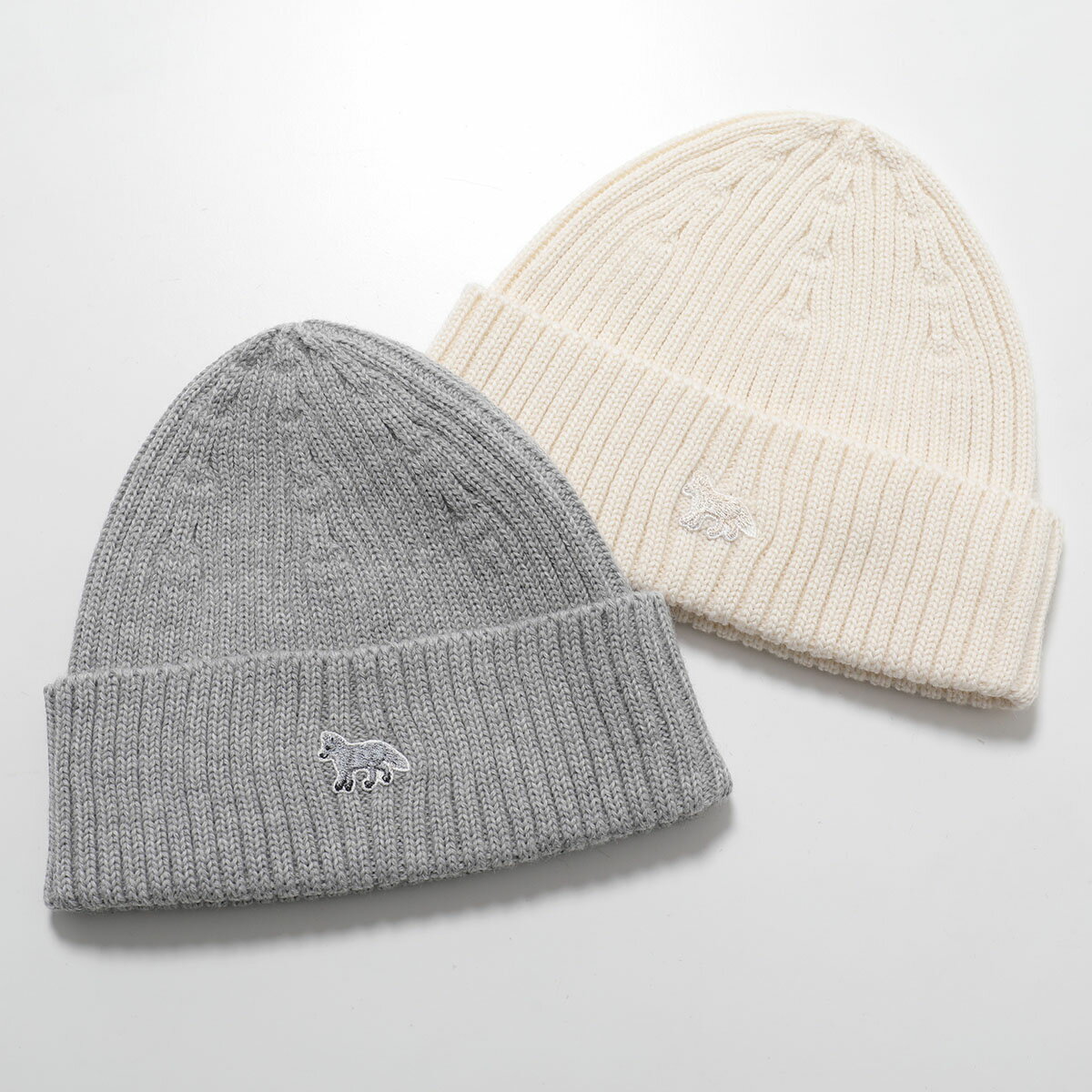 MAISON KITSUNE メゾンキツネ ビーニー PW06102KT1022 レディース ベイビー フォックス 刺繍 ウール リブ ニット帽 帽子 カラー2色