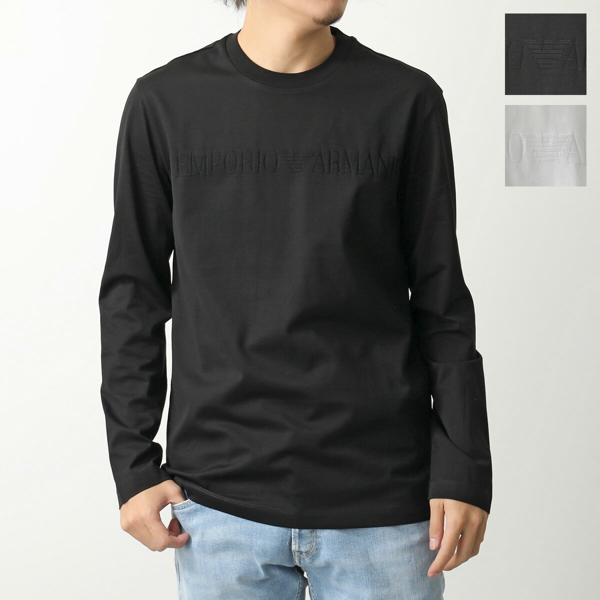 EMPORIO ARMANI エンポリオアルマーニ Tシャツ 8N1TD7 1JGYZ メンズ 長袖 カットソー コットン クルーネック ロゴ カラー2色【dc_kikaku】