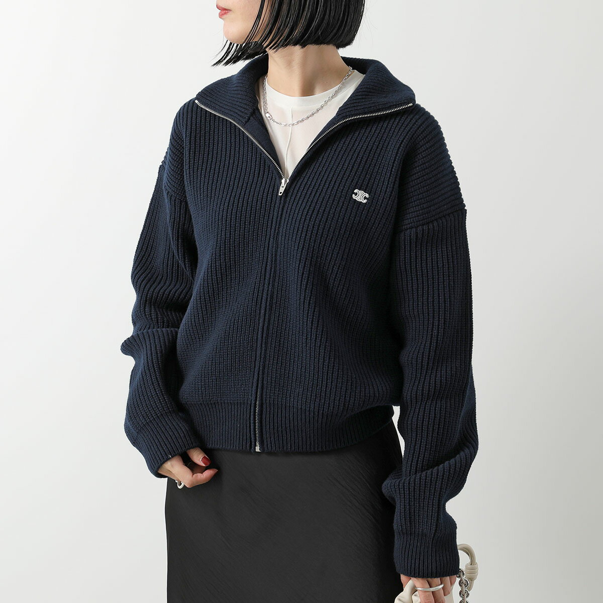 CELINE セリーヌ ジップアップ セーター RY09T0ZPV.07MR レディース トリオンフ トラッカーセーター ウール リブニット ブルゾンのサムネイル