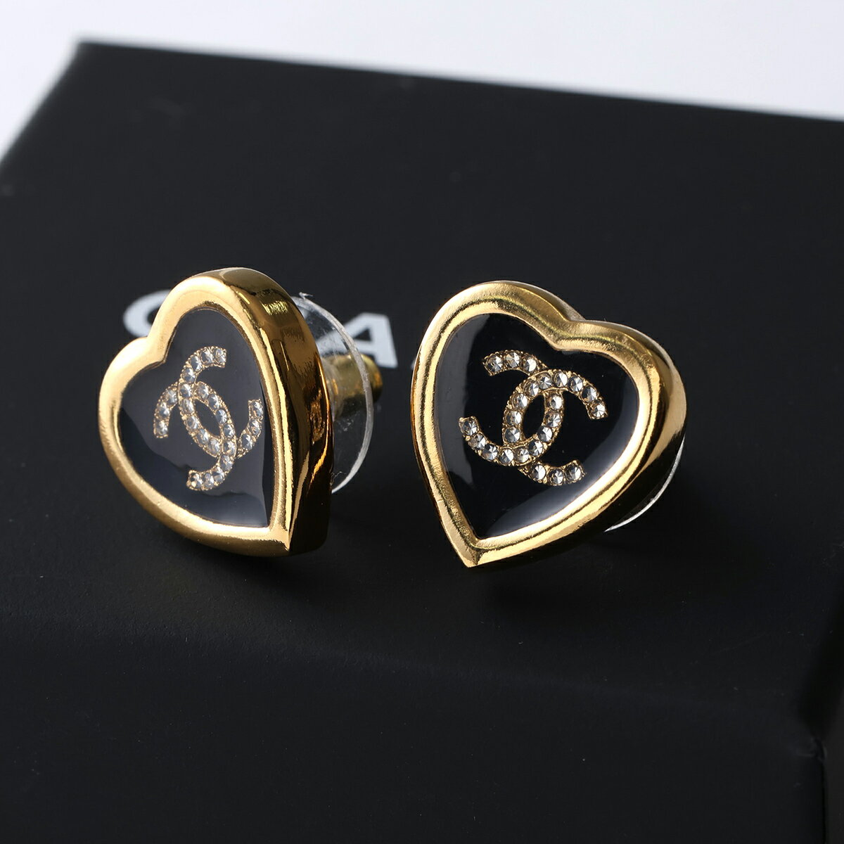 CHANEL シャネル ピアス ABG311 B21880 レディース ハート レジン メタル ココマーク CCマーク ラインストーン装飾 ロゴ アクセサリー U3496のサムネイル