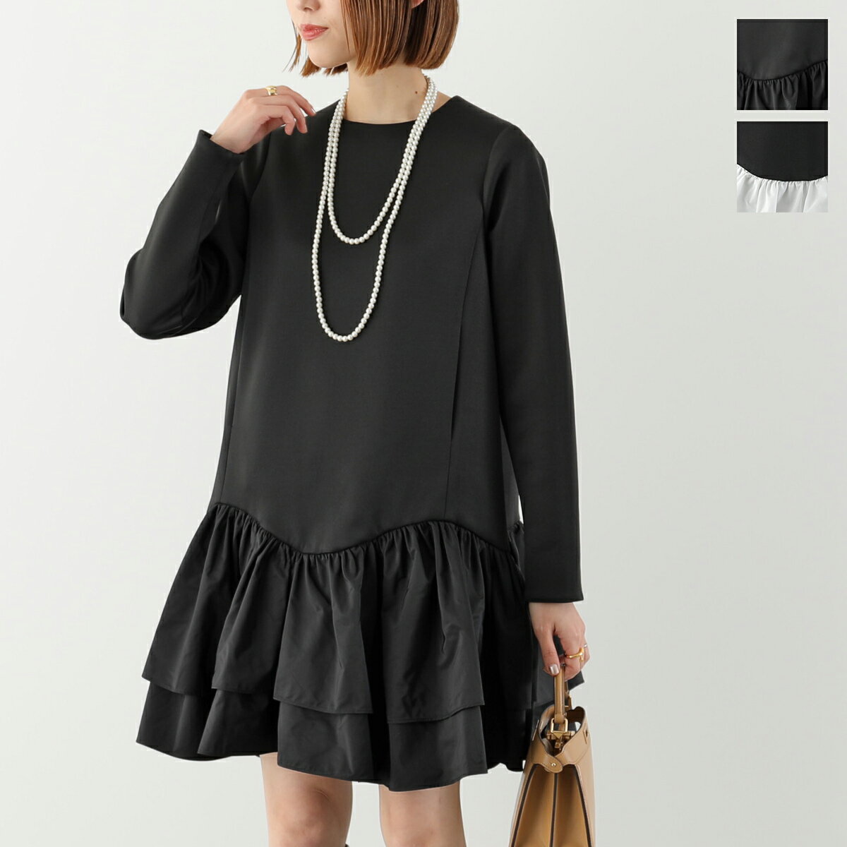 【最大2万円OFFクーポン対象・11/29～12/1限定】anana アナナ ワンピース a39-057 レディース ボリュームギャザー チュニック ティアード ストレッチ 手洗い可能 カラー2色のサムネイル