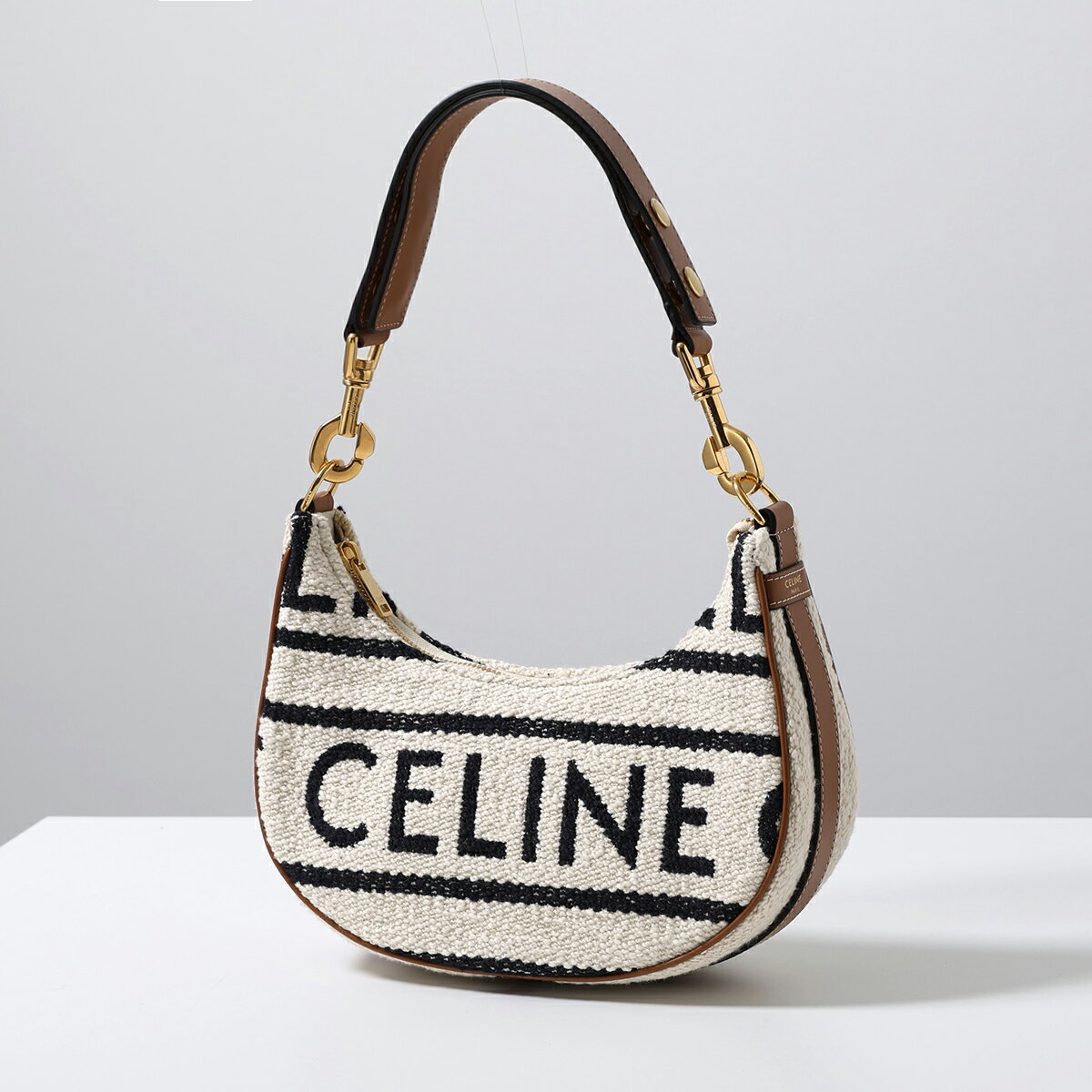 CELINE - CELINE セリーヌ ハンドバッグ Medium Ava Strap ミディアム アヴァ ストラップ 196922EFU.01WB レディース ロゴ ショルダーバッグ 鞄 White/Black