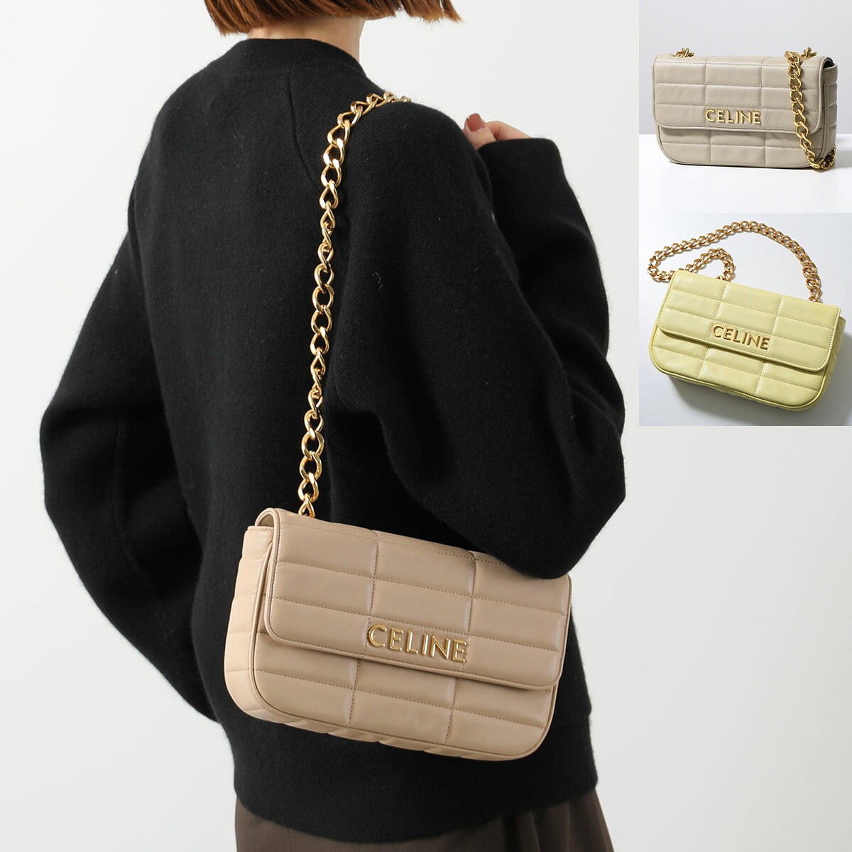 CELINE セリーヌ ショルダーバッグ 111273EPZ レディース キルティングレザー ロゴ 鞄 カラー2色