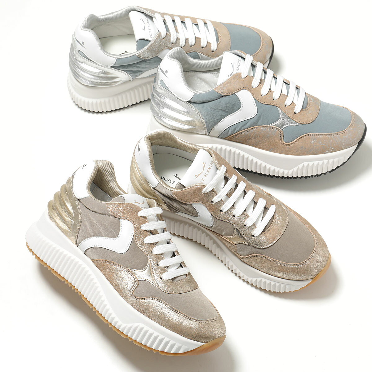 Rakuten - VOILE BLANCHE ボイルブランシェ スニーカー LANA POWER ルナ パワー 2018105.08 レディース ローカット レザー ナイロン 厚底 ロゴ シューズ 靴 カラー2色
