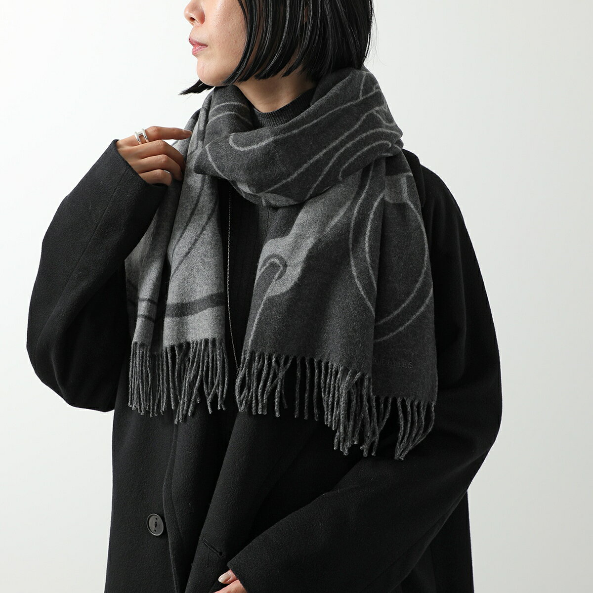 【6/10～6/11-1:59限定・ポイント2倍】 HERMES エルメス マフラー 170×40 メタル ...