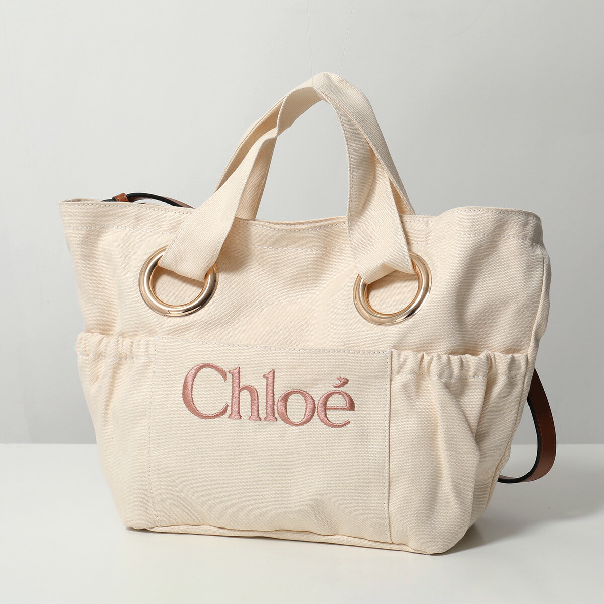 Chloe Kids クロエ キッズ ショルダーバッグ C20872 レディース ガールズ ハンドバッグ トートバッグ コットン クロスボディ ロゴ刺繍 鞄 カラー2色