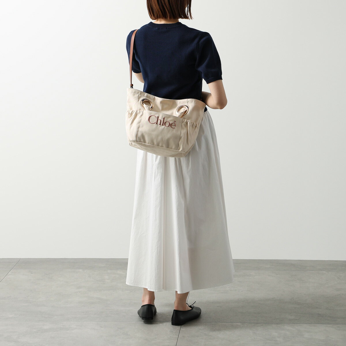 Chloe Kids クロエ キッズ ショルダーバッグ C20872 レディース ガールズ ハンドバッグ トートバッグ コットン クロスボディ ロゴ刺繍 鞄 カラー2色