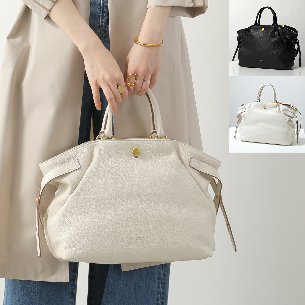 Rakuten - GIANNI CHIARINI ジャンニキアリーニ ハンドバッグ CLAUDETTE クローデット BS 11891 COMM GRN レディース レザー ショルダーバッグ 鞄 カラー2色