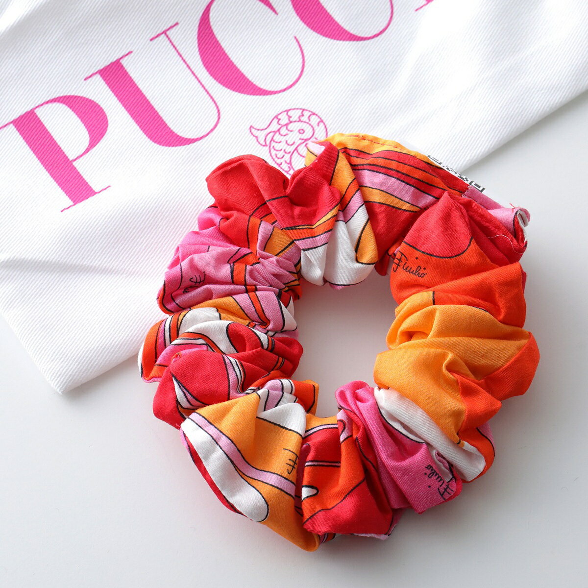 EMILIO PUCCI KIDS エミリオプッチ キッズ シュシュ PY0A34 S0232 レディース ガールズ プリント コットン ヘアアクセサリー ヘアゴム 髪留め 50EAR